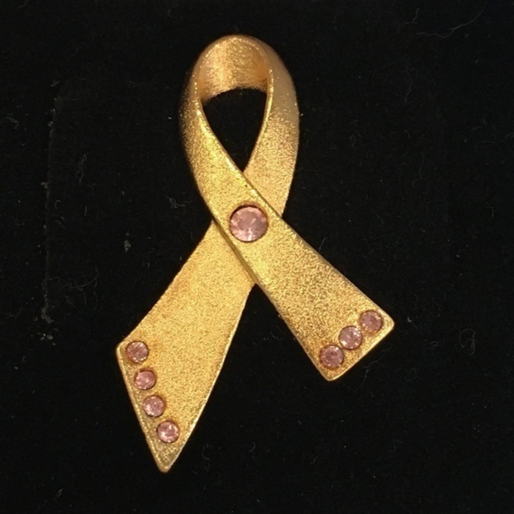 Avon Gold Pink Stones In Box Breast Cancer Aware